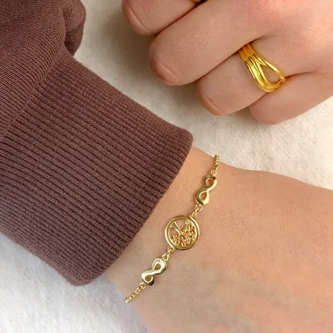 boom van het leven armband in verguld sterlingzilver met hanger in verguld sterlingzilver