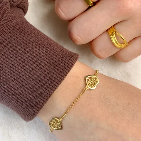 boom van het leven armband in verguld sterlingzilver met hanger in verguld sterlingzilver