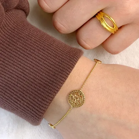 boom van het leven armband in verguld sterlingzilver met hanger in verguld sterlingzilver