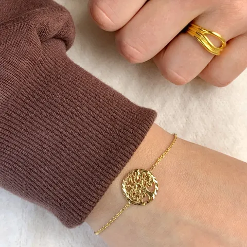 boom van het leven armband in verguld sterlingzilver met hanger in verguld sterlingzilver