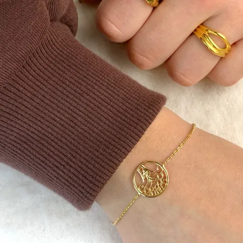 boom van het leven armband in verguld sterlingzilver met hanger in verguld sterlingzilver