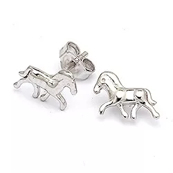 Glanzende  paarden oorbellen in zilver