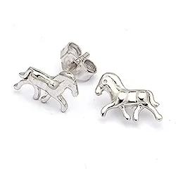 Glanzende paarden oorbellen in zilver