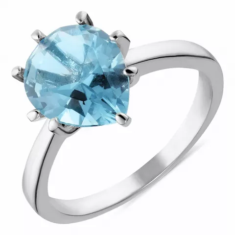 Ovale blauwe ring in zilver