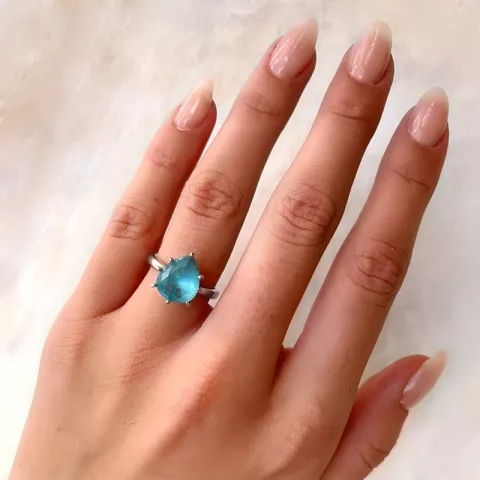 Ovale blauwe ring in zilver