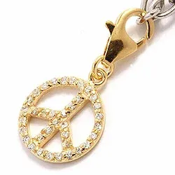 Peace bedeltjes hanger in verguld sterlingzilver 