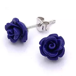 Goedkoop Rose Beauty blauwe oorbellen in zilver
