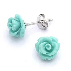 Rose Beauty groene oorsteker in zilver