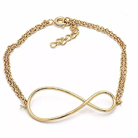 Eenvoudige oneindigheidsteken ankerarmband in verguld sterlingzilver met infinity hanger in verguld sterlingzilver