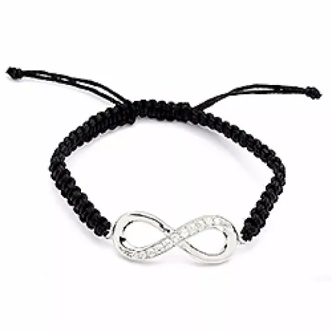 armband in leren snoer met infinity hanger in zilver