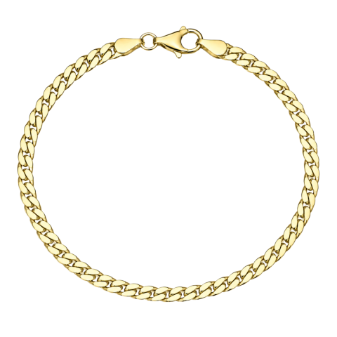 BNH pantserarmband in verguld sterlingzilver 18,5 cm x 4,0 mm