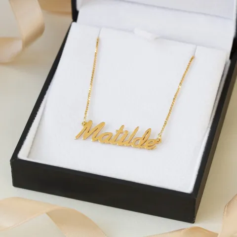 Naamkettingen met hanger in verguld zilver