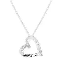 hart Naamkettingen met hanger in zilver met  witte zirkoon - My Letter