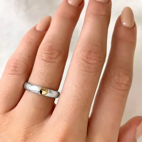 Hart ring in zilver en goud