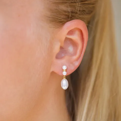 6-6,5 mm parel oorbellen in verguld sterlingzilver