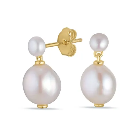 8 - 9 mm parel oorbellen in verguld zilver