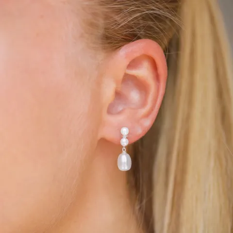 6-6,5 mm parel oorbellen in zilver