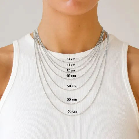 BNH pantserketting in 14 karaat witgoud 45 cm x 1,3 mm