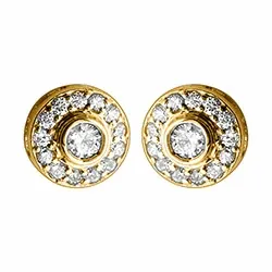 rond diamant oorsteker in 14 karaat goud met diamant