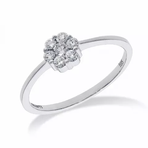 bloem diamant ring in 14 karaat witgoud 0,25 ct