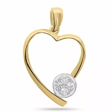 Hart hanger in 14 caraat goud met rhodium 0,04 ct