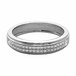 Breed diamant ring in 14 karaat witgoud 0,15 ct