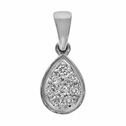 Druppelvormig diamant hanger in 14 caraat witgoud 0,07 ct