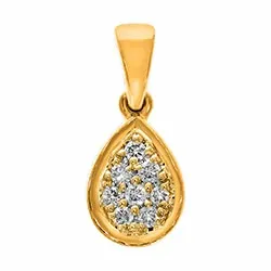 Druppelvormig diamant hanger in 14 caraat goud 0,07 ct