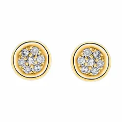 klein rond diamant oorsteker in 14 karaat goud met diamant