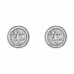 klein rond diamant oorsteker in 14 karaat witgoud met diamant