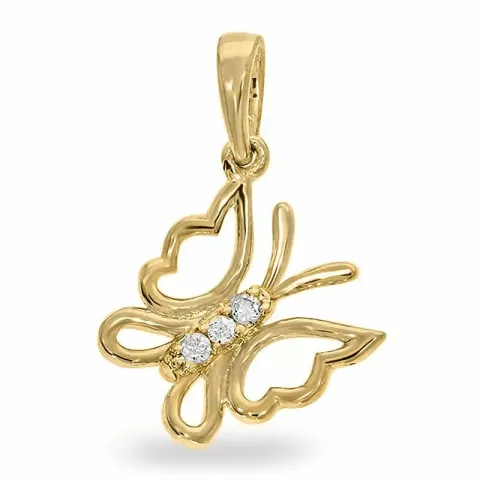 Vlinder diamant hanger in 14 caraat goud 0,03 ct