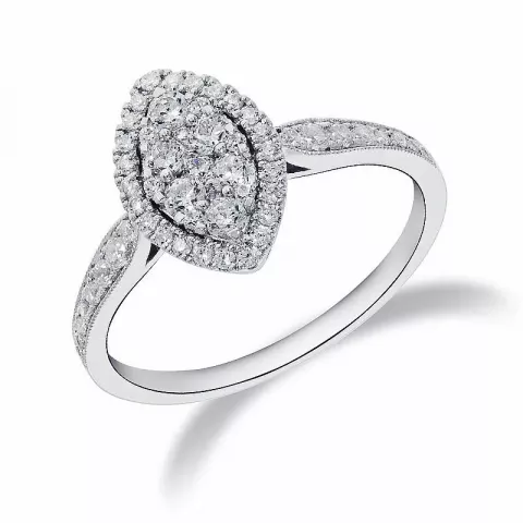 druppelvormig diamant ring in 14 karaat witgoud 0,51 ct