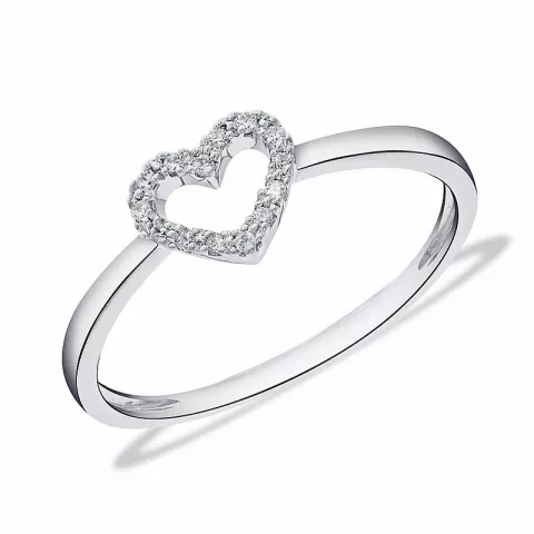 hart diamant ring in 14 karaat witgoud 0,05 ct