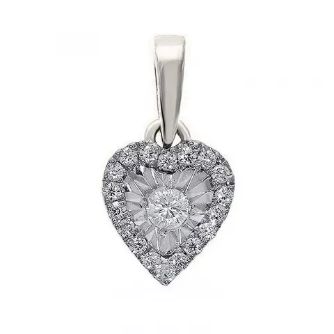 hart diamant hanger in 14 caraat witgoud 0,08 ct
