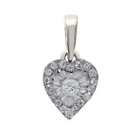 hart diamant hanger in 14 caraat witgoud 0,08 ct