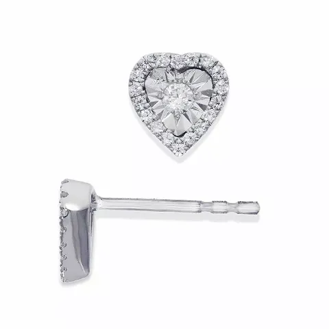 Hart witte briljant oorbellen in 14 karaat witgoud met diamanten 