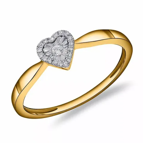 hart diamant goud ring in 14 karaat goud met rhodium 0,08 ct