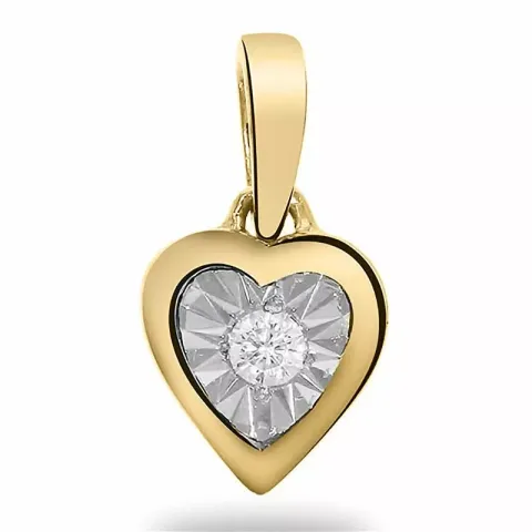 Hart goud hanger in 14 caraat goud met rhodium 0,03 ct