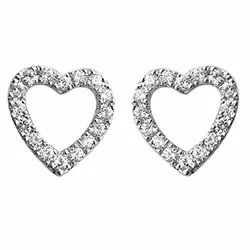 hart diamant oorsteker in 14 karaat witgoud met diamant 