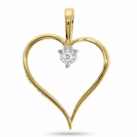 Hart diamant hanger in 14 caraat goud 0,01 ct