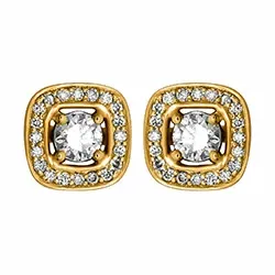 vierkant diamant oorsteker in 14 karaat goud met diamant