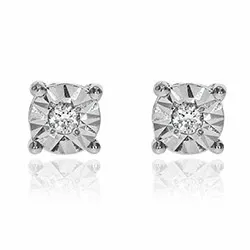 diamant oorsteker in 14 karaat witgoud met diamant