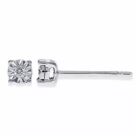 diamant oorsteker in 14 karaat witgoud met diamant