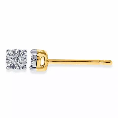 vierkant diamant briljant oorbellen in 14 karaat goud met diamant