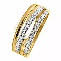 Breed diamant ring in 14 karaat goud-en witgoud 0,13 ct