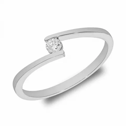 smal diamant ring in 14 karaat witgoud 0,06 ct