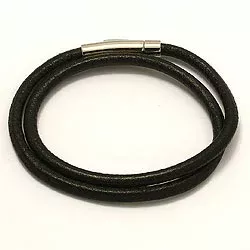 leren CARI armband in zwart leer met staal slot  x 4,0 mm
