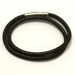 leren CARI armband in zwart leer met staal slot x 4,0 mm