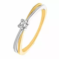 Echt diamant ring in 14 karaat goud-en witgoud 0,09 ct