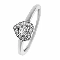 Hart diamant ring in 14 karaat witgoud 0,18 ct